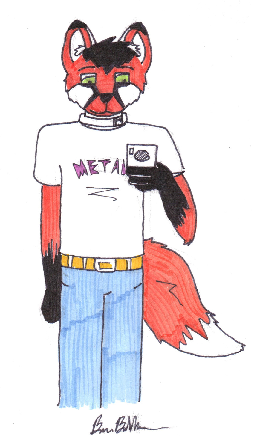 camera canine fox fur hi_res mammal plain_background red red_fur selfie solo unknown_artist white_background white_shirt