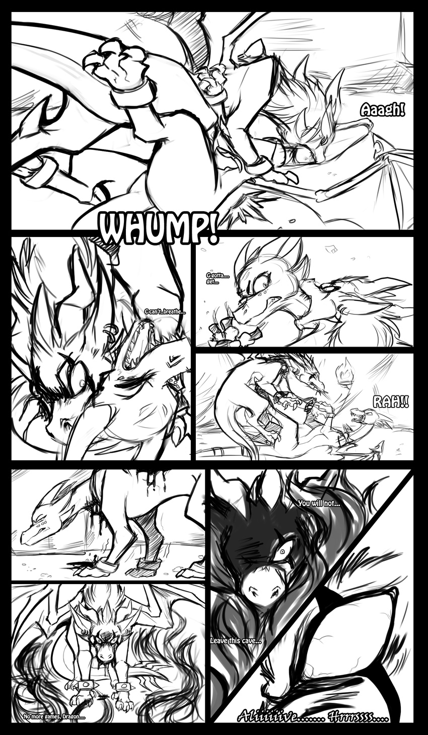 blood comic cynder female fight hi_res kayla-na mel_the_hybrid monochrome spyro_the_dragon video_games