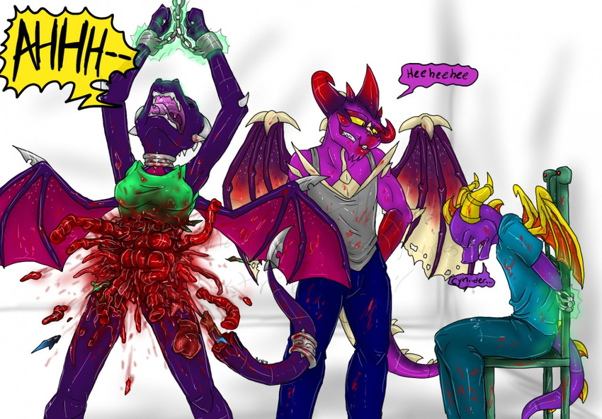 blood bomb cry cynder death dragon dynamite explosion female guro guts hostage male scalie shalonesk spyro spyro_the_dragon tears wings