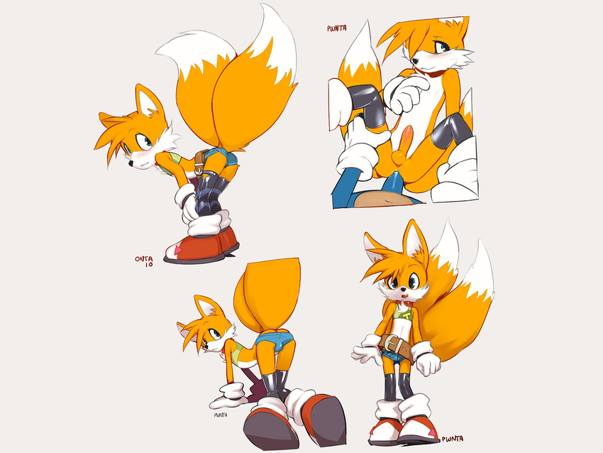 anal anal_penetration belt bent_over butt canine chest_tuft color ear_tuft fox gay girly hedgehog male miles_prower multiple_tails onta penetration sonic_(series) sonic_the_hedgehog tail wallpaper