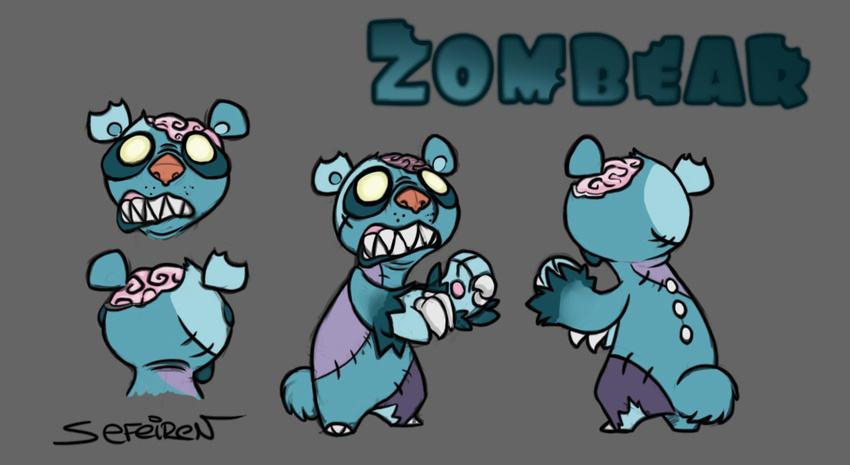 brain claws cute ears male mammal nose patches patchwork plushie sefeiren stitches tail teeth undead zombear zombear_craves_your_flesh zombie