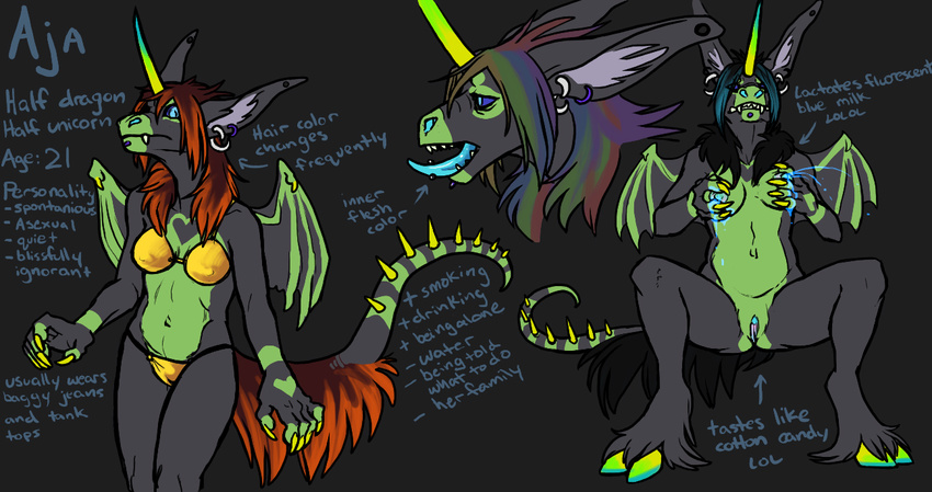 aja breasts candy dragon equine female flavored genex_sisters hybrid lactating model_sheet scalie unicorn volvo