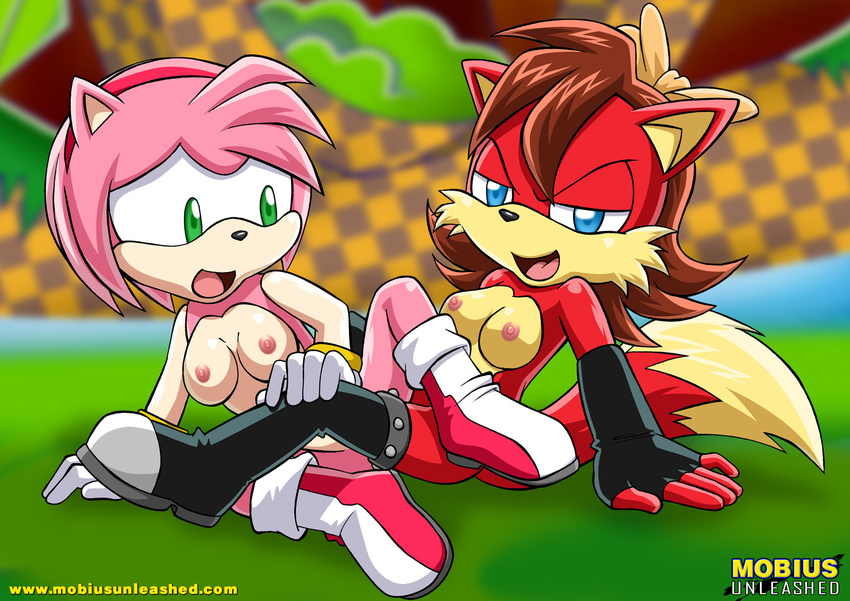 amy_rose bbmbbf breasts canine female fiona_fox fox hedgehog lesbian mobius_unleashed nude palcomix sonic_(series) tail