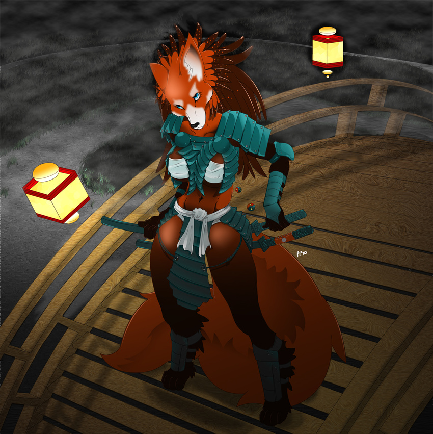 armor bridge canine female fog fox samurai saria severus sword unconvincing_armour weapon