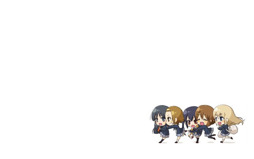 akiyama_mio amyu blush chibi food hirasawa_ui hirasawa_yui k-on! kotobuki_tsumugi nakano_azusa pantyhose seifuku tainaka_ritsu white