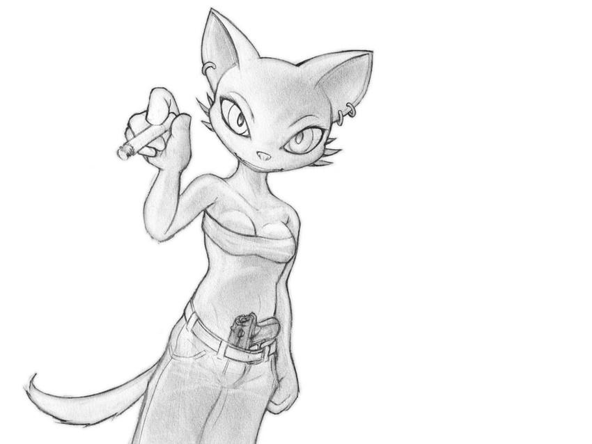 cat darkdoomer feline female gun smoking solo weapon