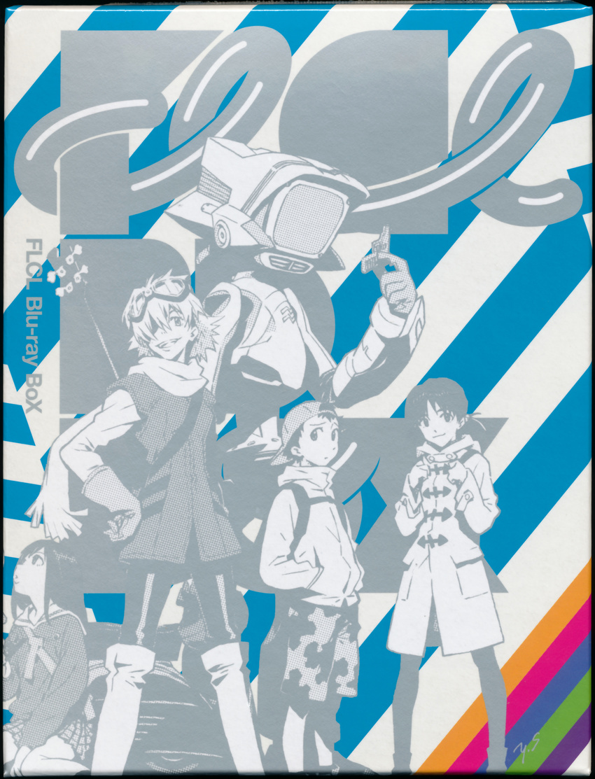 absurdres canti flcl fooly_cooly gainax gainaxtop haruhara_haruko highres nandaba_naota ninamori_eri official_art samejima_mamimi traditional_media