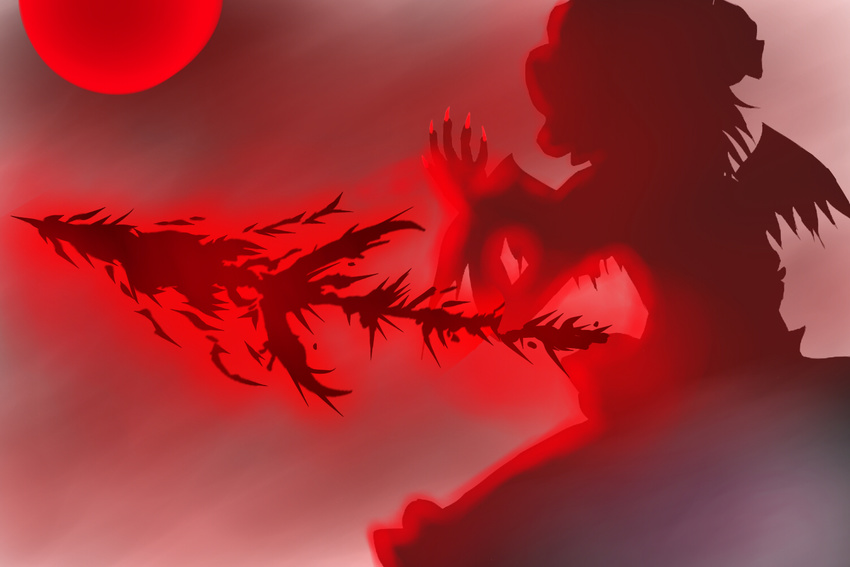 bad_id bad_pixiv_id fingernails full_moon long_fingernails moon red red_moon remilia_scarlet shade silhouette solo spear_the_gungnir toranashi touhou