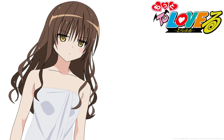 brown_eyes brown_hair long_hair to_love_ru towel transparent vector yuuki_mikan