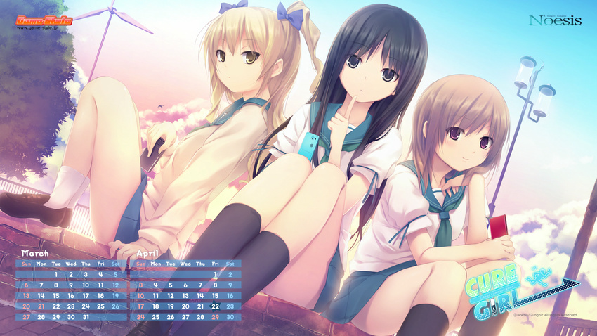 calendar coffee-kizoku cure_girl hoshimiya_miyu nanjou_rena seifuku shiramine_rika