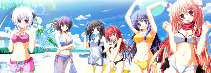 amamiya_ayane beach bikini cleavage fortissimo//akkord:bsusvier game_cg kurobane_sayuki long_hair mizusaka_miki ooba_kagerou sakura_(fortissimo) satomura_momiji short_hair suzushiro_nagisa swimsuit