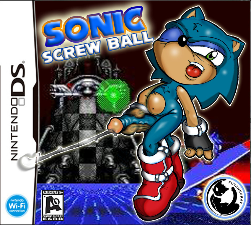 blue chest_tuft cum cumshot fingerless_gloves hedgehog male masturbation neokat nintendo_ds orgasm penis solo sonic_(series) sonic_spinball sonic_the_hedgehog