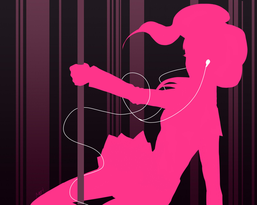 headphones ipod_ad kujikawa_rise moriririnn persona persona_4 pole pole_dancing silhouette solo stripper_pole