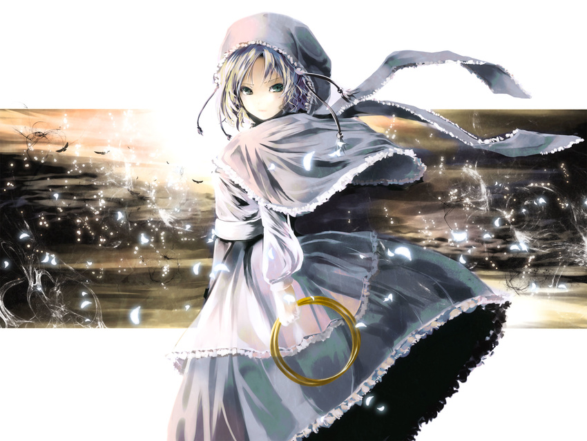 bad_id bad_pixiv_id blue_eyes blue_hair highres hood jewelry kumoi_ichirin ring solo touhou yae_(mono110)