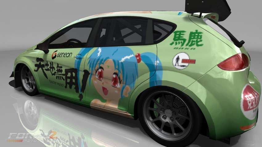 3d blue_hair forza forza_motorsport_2 geneon girl green_car masaki_sasami_jurai photograph tenchi_muyo tenchi_muyou! wheels