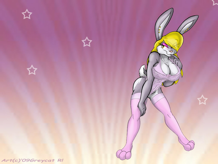 beth_blosoms blonde_hair bra female greycat_rademenes hair lagomorph lingerie panties rabbit solo stockings underwear