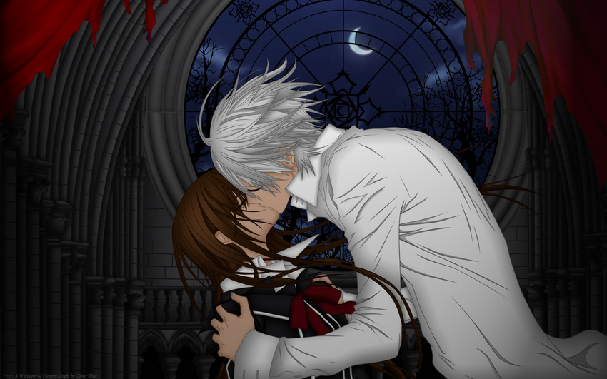kiryu_zero kiss moon night tree vampire_knight yuuki_cross