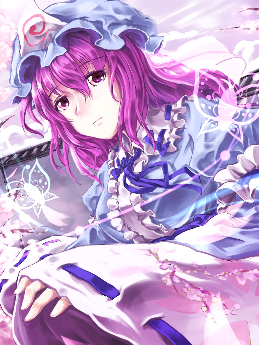 bad_id bad_pixiv_id bug butterfly hat highres insect minust pink_eyes pink_hair saigyouji_yuyuko short_hair solo touhou