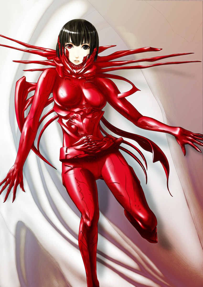 absurdres alien benisuzume_(gauna) black_hair bob_cut breasts gauna heterochromia highres md5_mismatch medium_breasts monster_girl placenta_(sidonia_no_kishi) power_suit science_fiction sidonia_no_kishi solo spacesuit spoilers uchi