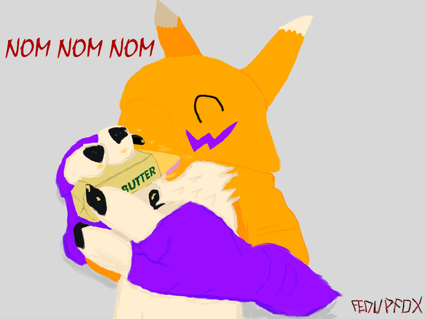 butter_face canine chest_tuft digimon fedupfox female fox fur happy hi_res mammal messy ms_paint nom not_porn renamon tuft vixen