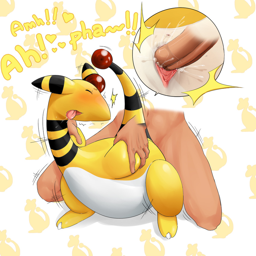 ampharos bestiality blush doggystyle duo eyes_closed faceless_male female feral from_behind human human_on_feral interspecies male mammal nintendo penetration pok&#233;mon pok&#233;philia pokephilia sex shiroisora size_difference spasm straight vaginal vaginal_penetration video_games
