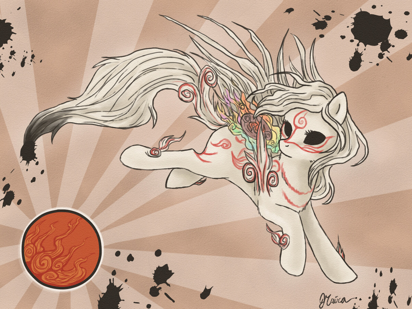 &#332;kami canine deity equine female feral horse mammal my_little_pony naira-wolf-satyr ookami ponification pony solo video_games wolf