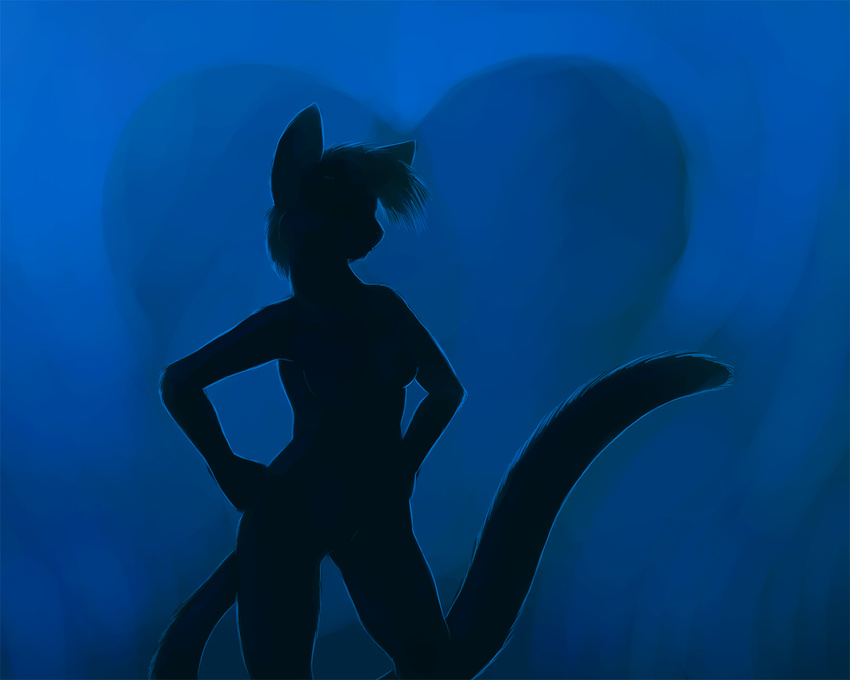 &hearts; akimbo blue female ipoke nude sanura silhouette solo standing wallpaper