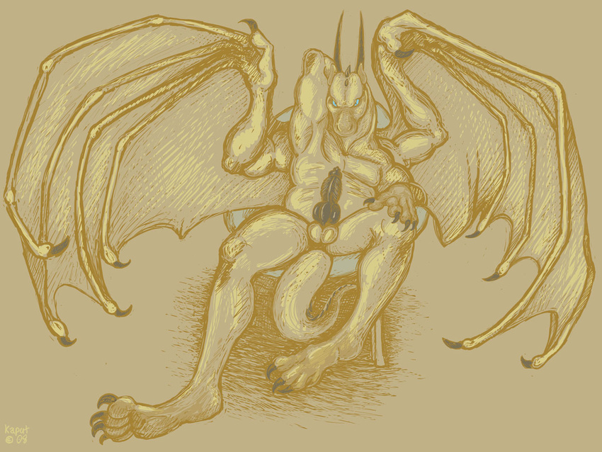 chair claws dragon hindpaw horns kaputotter knot male nude scalie wings