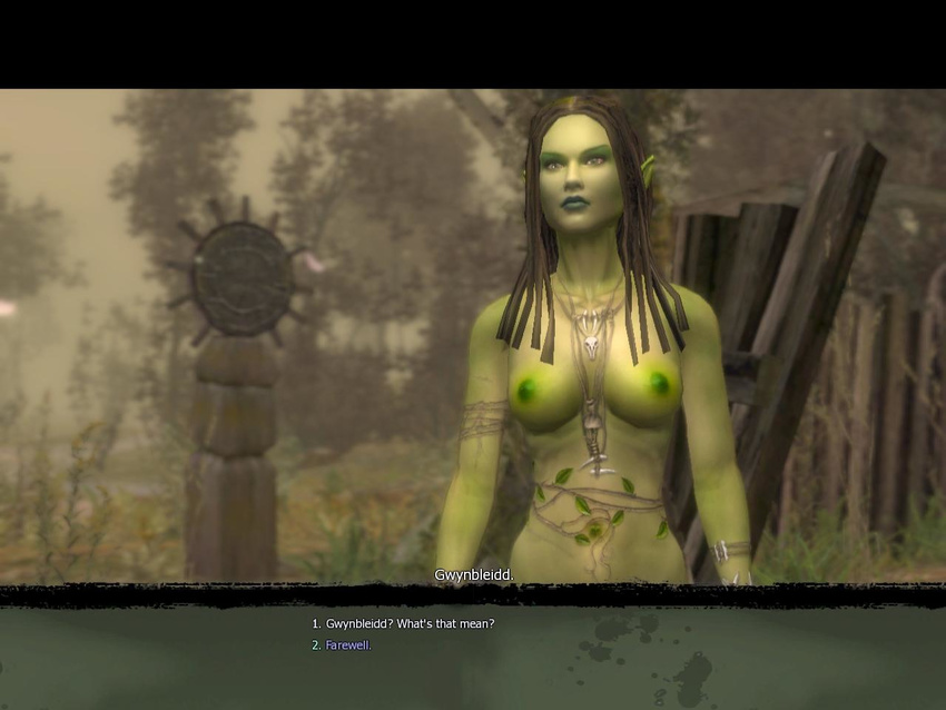 breasts dryad female nude pointy_ears screencap the_witcher tribal