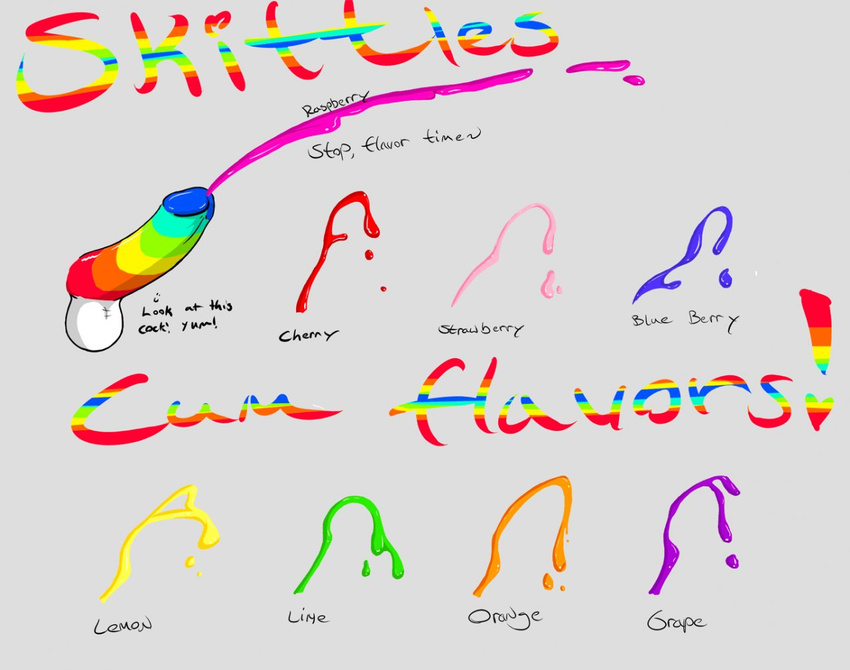 colored_cum cum cumshot flavors kevin_crist orgasm penis rainbow_cum rainbow_penis skittles