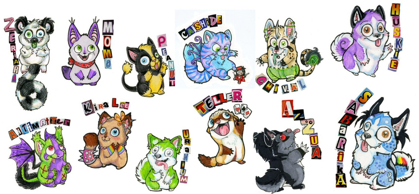 antimatter azzua blue_eyes brown_eyes butterfly caishide canine cat chibi chival chival_(character) cute dog ear_piercing earring feline female ferret green_eyes grey_eyes heterochromia huskie husky kira_lee lemur male momo peanut piercing red_eyes sabarika tail teeth teller uranium wolf zeriara_(character)