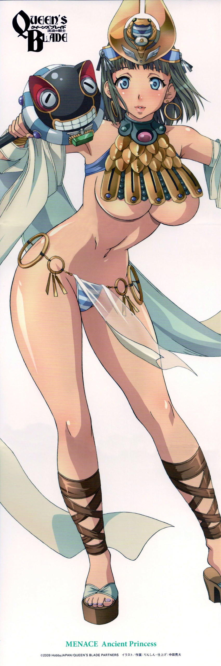 absurdres blue_eyes breasts highres huge_breasts long_image menace queen's_blade queen's_blade short_hair tall_image