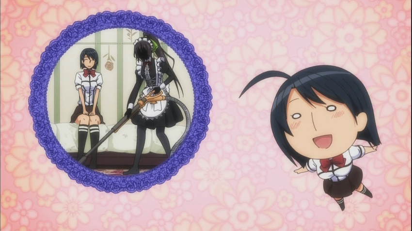 faceless faceless_female infinite_stratos maid maria_holic miyamae_kanako multiple_girls pantyhose screencap shinonono_houki vacuum_cleaner