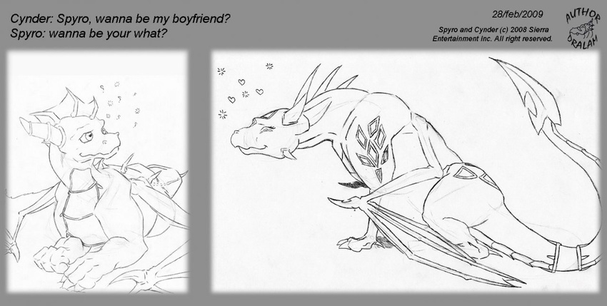 &hearts; cynder dragon dralam female feral male scalie sketch spyro spyro_the_dragon