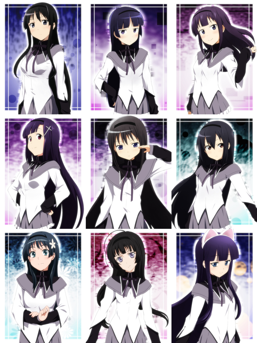 absurdres akemi_homura akemi_homura_(cosplay) akiyama_mio cosplay crossover gokou_ruri hazuki_(tsukuyomi) highres ikari_manatsu k-on! kannagi kohak_hearts mahou_shoujo_madoka_magica multiple_girls nakano_azusa ore_no_imouto_ga_konna_ni_kawaii_wake_ga_nai saten_ruiko tales_of_(series) tales_of_hearts to_aru_kagaku_no_railgun to_aru_majutsu_no_index tsukuyomi_moonphase working!! yamada_aoi zange