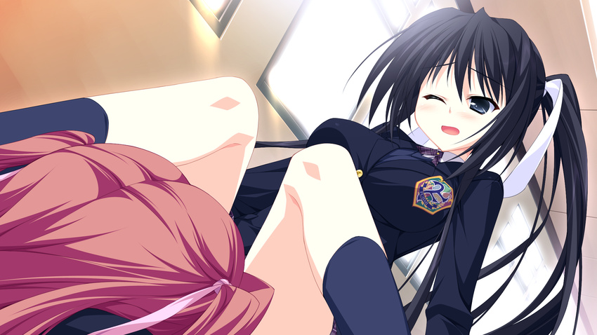 black_hair game_cg hinata_mutsuki izumi_kyouka natsume_otona seifuku skyfish yotsuiro_passionato!