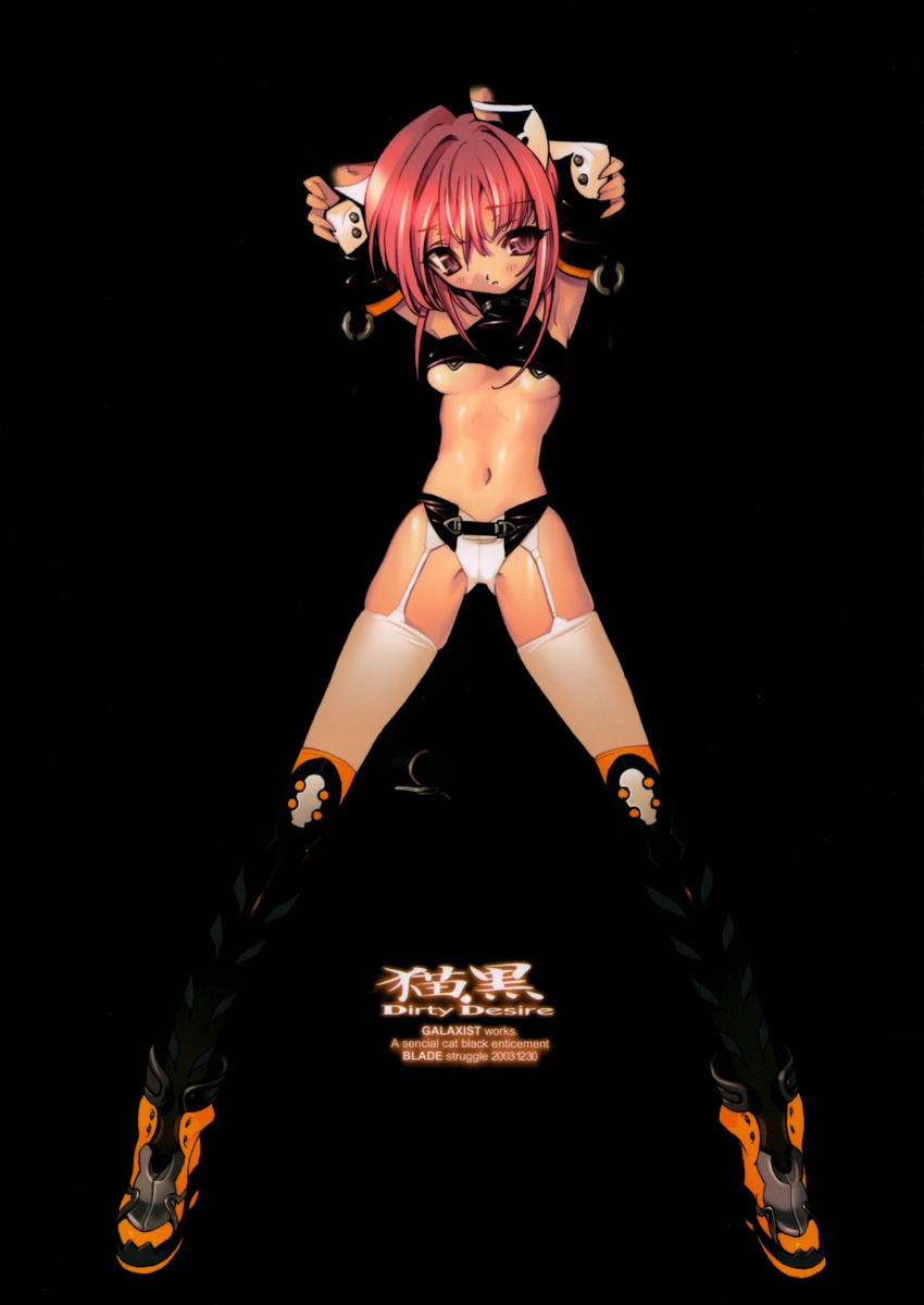 animal_ears blade_(galaxist) breasts cat_ears copyright_request garter_belt highres lingerie navel non-web_source pink_eyes pink_hair small_breasts solo thighhighs underboob underwear