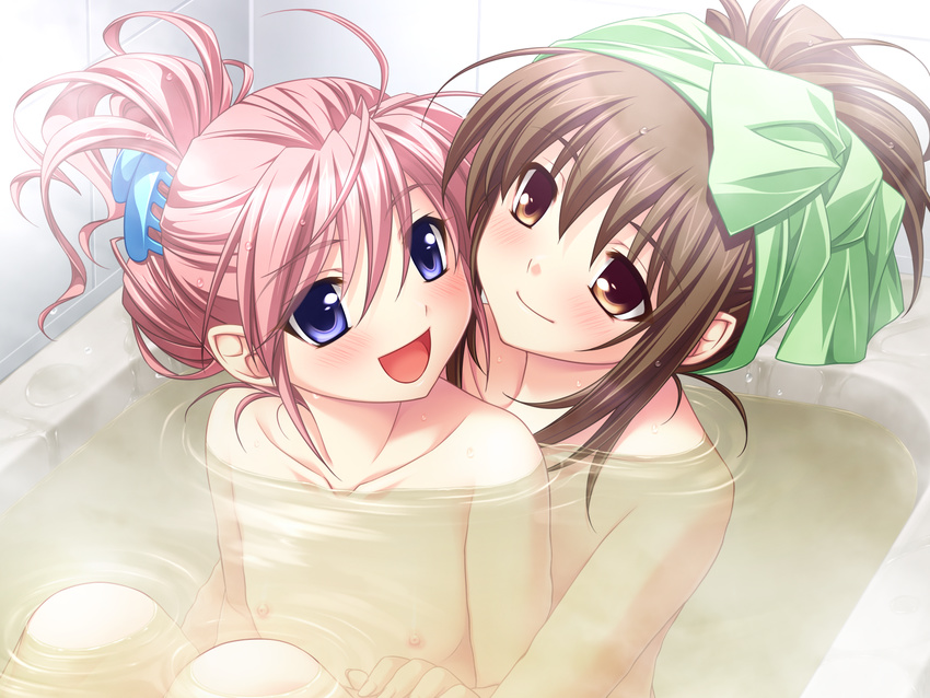 bath blush game_cg narutaki_koyori nipples nude rui_wa_tomo_wo_yobu saeki_hokuto trap wakutsu_tomo