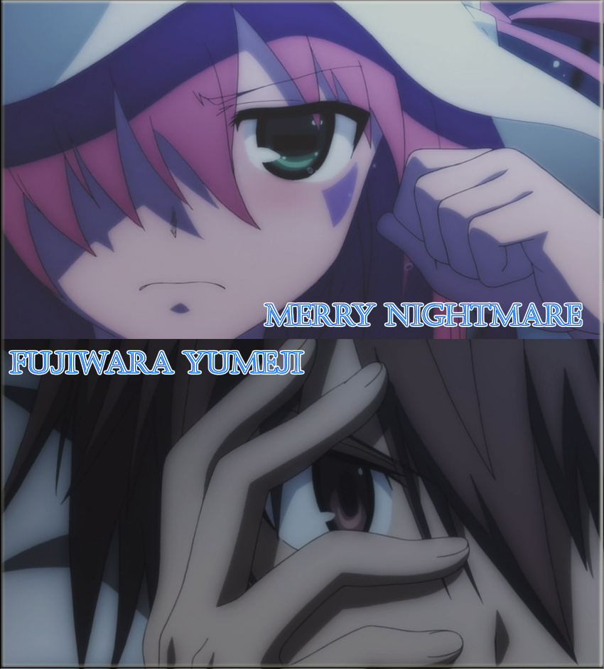 1girl fujiwara_yumeji green_eyes hat highres merry_nightmare screencap third-party_edit yumekui_merry