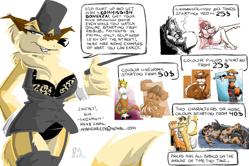 advertisement art barker canine charly commissions emmm female hat money sale selling top_hat wolf