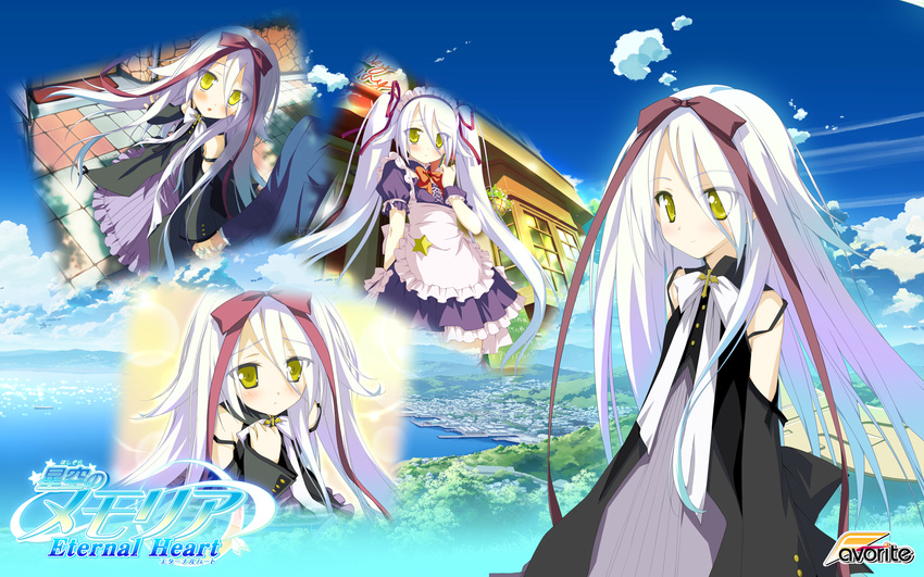 dress hoshizora_no_memoria long_hair mare_s_ephemeral shida_kazuhiro white_hair yellow_eyes