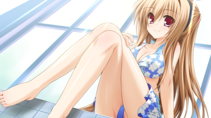 bikini brown_hair canvas_4 game_cg kannon_ouji konohana_madoka red_eyes swimsuit