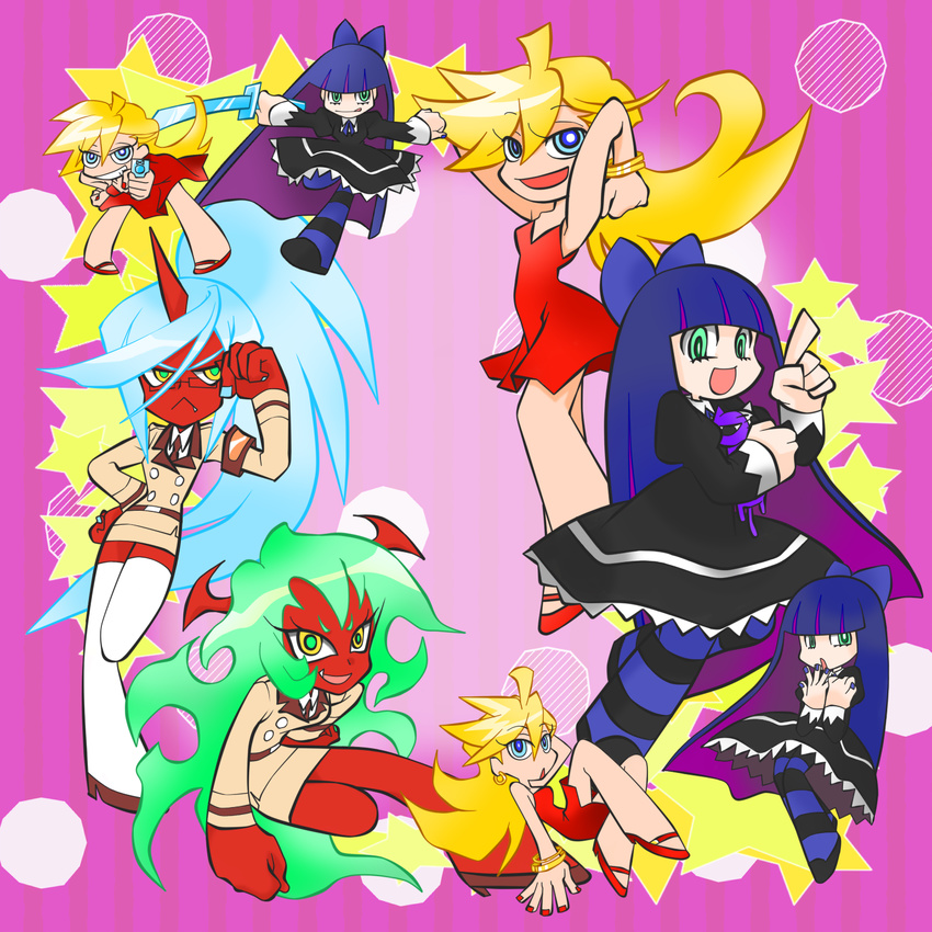 back_lace highres honekoneko kneesocks_(character) kneesocks_(psg) panty_&amp;_stocking_with_garterbelt panty_(character) panty_(psg) scanty scanty_(psg) stocking_(character) stocking_(psg) stripes_i_&amp;_ii