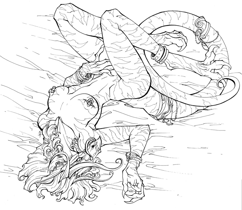 caedere chocozell dragon female nude piercing pinup scalie sheets solo sprawling