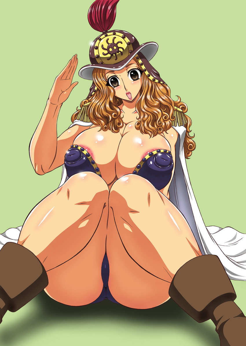 aphelandra blush breasts cleavage erect_nipples giantess highres huge_nipples nipples one_piece smile yukimaru_(gojo) yukimarugojo