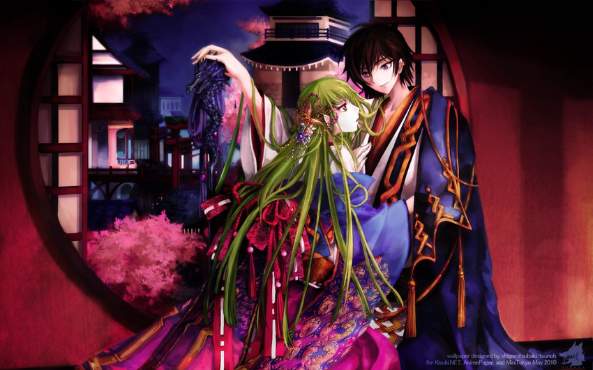cc code_geass green_hair japanese_clothes lelouch_lamperouge