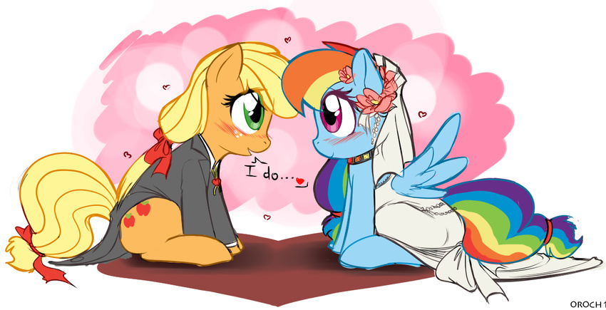 applejack_(mlp) equine female friendship_is_magic green_eyes happy horse my_little_pony pegasus purple_eyes rainbow_dash_(mlp) wedding