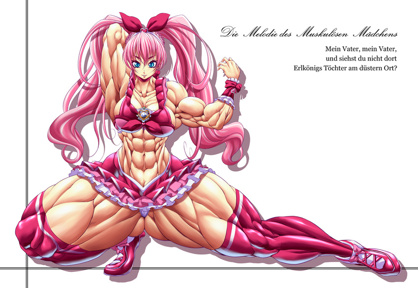 abs blue_eyes cure_melody futari_wa_pretty_cure german magical_girl muscle muscles muscular muscular_female panties pink_hair skirt thighhighs
