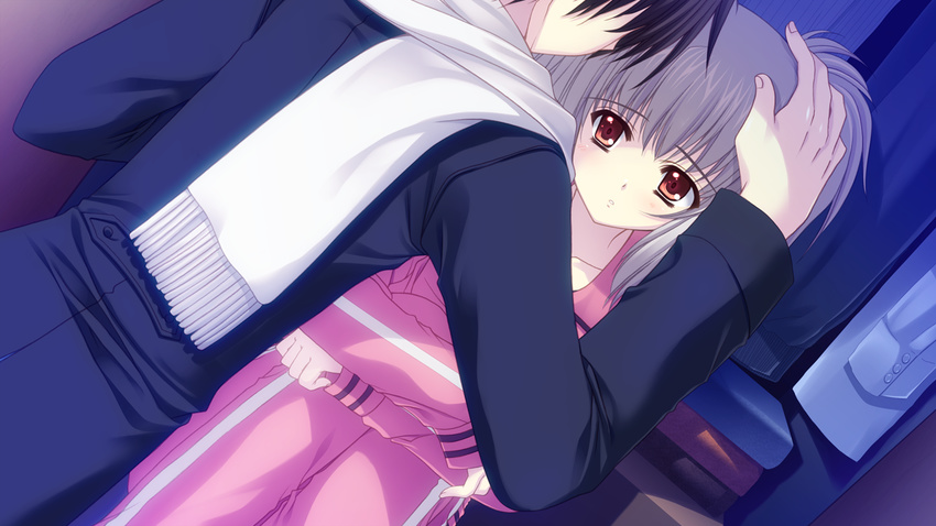 game_cg gray_hair kona_nako nishimata_aoi orange_eyes sekai_seifuku_kanojo