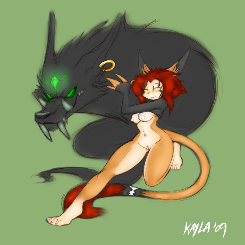 anthro breasts female feral glowing_eyes hi_res kami mel_the_hybrid nude pussy werewolf